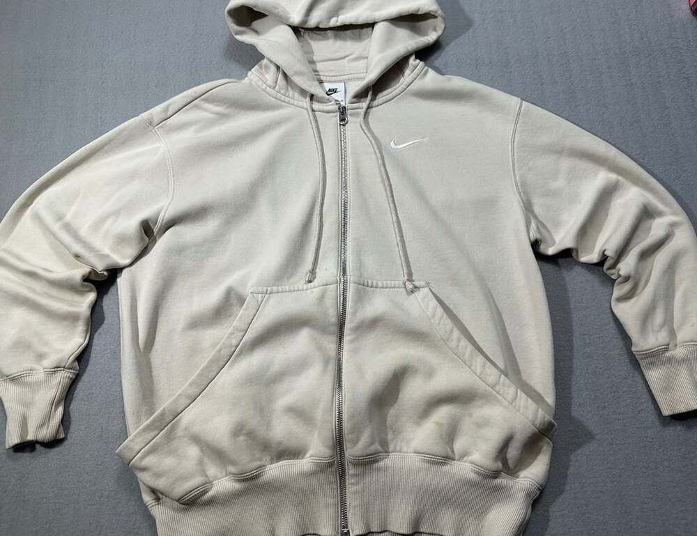 Nike  Fleece Medium-Weight Oversized Full-Zip Hoodie Cream Women's Size XS